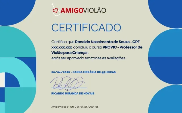 Certificado 45 Horas após aprovação nas avaliações